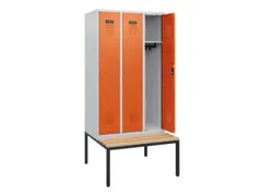 locker met bank,HxBxD 1950x900x815mm,3vak,vak B 300mm,cilinderslot