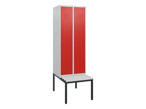 locker met bank,HxBxD 1950x600x815mm,2vak,vak B 300mm,cil.-slot