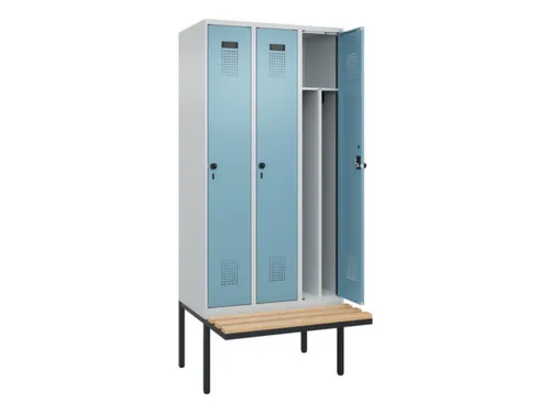 locker met bank,voor scheiding van kleding,HxBxD 2120x900x815mm,3vak