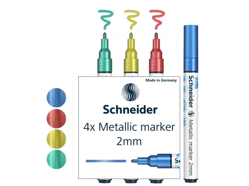 Metallic marker Schneider Paint-It 011 2mm etui 4st. (metallic blauw,