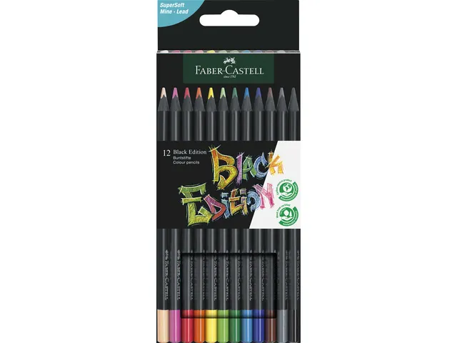 Kleurpotloden Faber-Castell Black Edition in kartonnen etui á 12 stuk