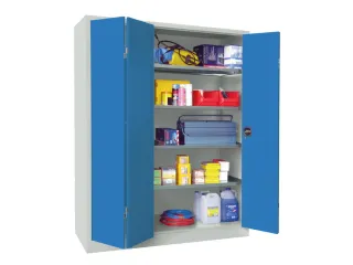 Vouwdeurkast 1950x1500x600mm 4legborden Verzinkt Ral7035 Front Ral5012 - 1