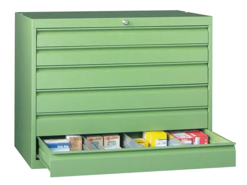 ladekast,HxBxD 800x1023x600mm,6lade(n),cil.slot,RAL7035,front RAL3000