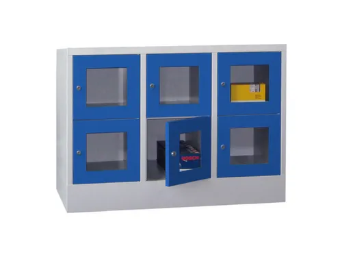 lockerkast,HxBxD 855x1200x500mm,3x2vakken,RAL7035,front RAL5010