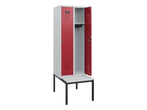 locker met bank,HxBxD 1950x600x815mm,2vak,vak B 300mm,cilinderslot