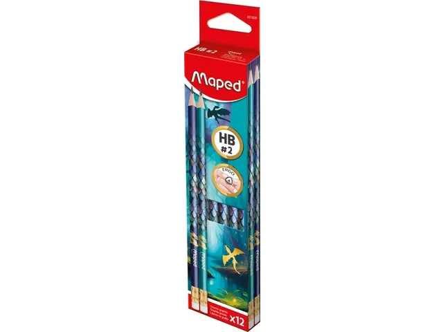 Grafietpotlood Maped Dragon HB met gum set à 12 stuks assorti