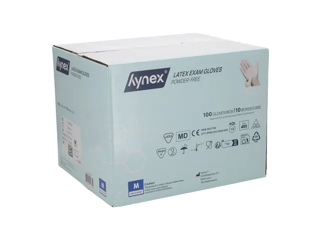 Handschoen Hynex latex M wit 5gr 100 stuks