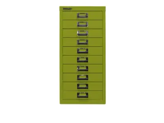 kantoor-ladekast HxBxD 590x279x380mm 10 laden romp + front groen staal - 1