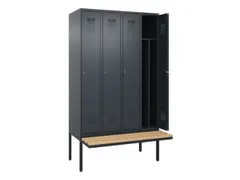 locker met bank,voor scheiding van kleding,HxBxD 2120x1200x815mm,4vak