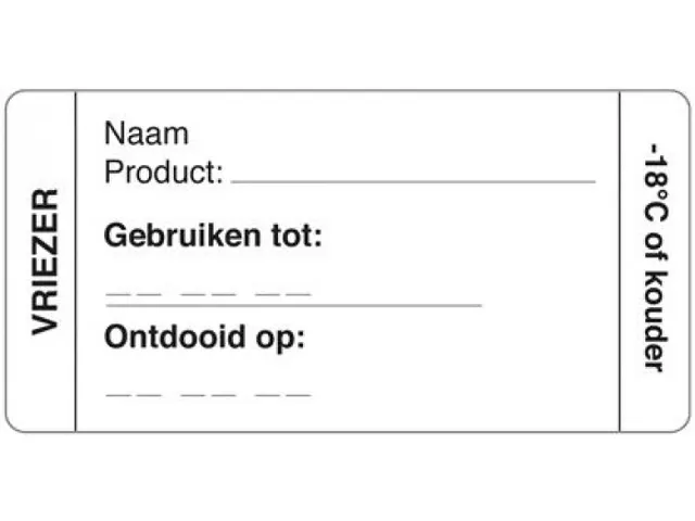 Sticker Label Vriezer afwasbaar rol 250st