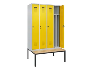 locker met bank,voor scheiding van kleding,HxBxD 2120x1200x815mm,4vak - 1
