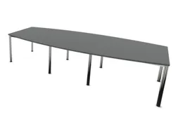 vergadertafel,HxBxD 740x3200x1400mm,vatvormig,MS-donkergrijs