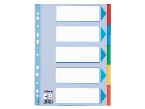Tabbladen Esselte A4 11-Gaats Karton 5-Delig Met Voorblad Assorti