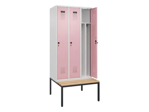 locker met bank,voor scheiding van kleding,HxBxD 2120x900x815mm,3vak