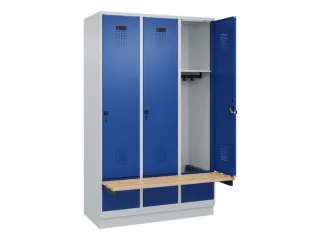 locker met bank,HxBxD 1950x1200x815mm,3vak,vak B 400mm,draaigrendel - 1