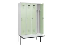 locker met bank,voor scheiding van kleding,HxBxD 2120x1200x815mm,4vak