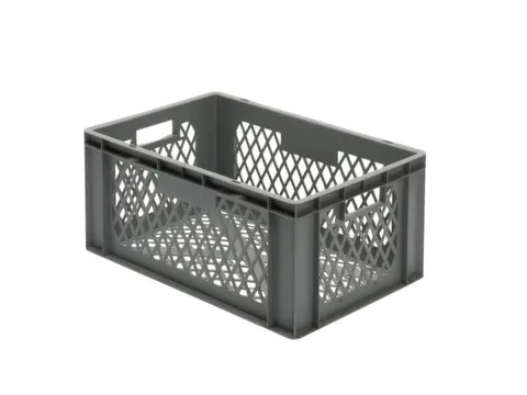 Euronorm-stapelbak 51l 270x600x400mm Wanden/bodem Opengewerkt Grijs