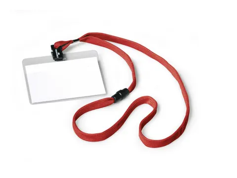 Badge 60x90mm met textielkoord Rood