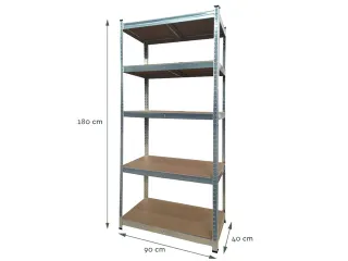 Stellingkast BRASQ 5 borden 90x40x180cm SU175 max 875 KG zilver - 5