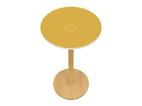 statafel,HxØ 1100x600mm,rond,schotelvoet natuur,blad geel