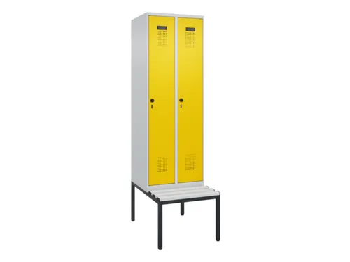 locker met bank,voor scheiding van kleding,HxBxD 2120x600x815mm,2vak