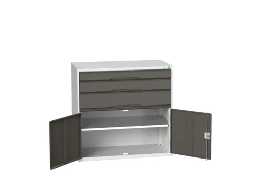 ladekast 1000x1050x550mm 3laden volledig uittrekbaar RAL7035 RAL7016