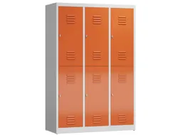 Dubbeldekse garderobekast 1800x1185x500mm 3x2vak 400mm RAL7035 RAL3000