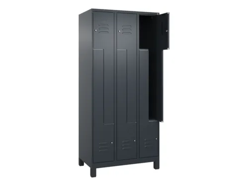 Z-garderobekast,HxBxD 1950x900x500mm,vak B 150/300mm,cil.-slot,voeten