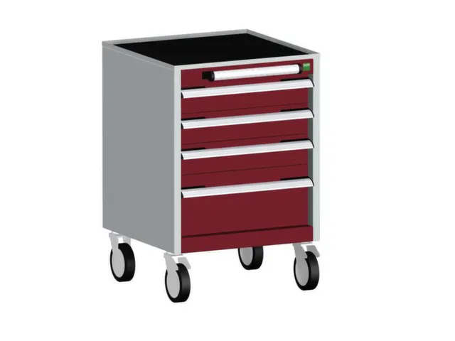 ladekast verrijdbaar 780x525x525mm 4laden RAL7035 front RAL3004