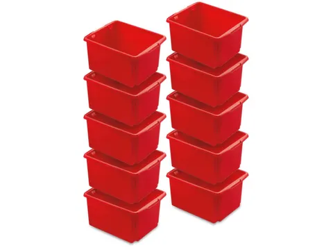 set draaistapelbakken,10-dlg.,HxLxB 245x455x360mm,32l,PP,rood