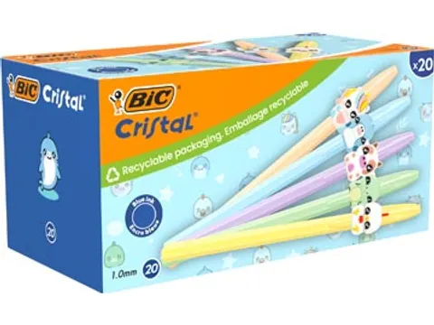 balpen Cristal Medium pastel figurines doos van 20 stuks assorti