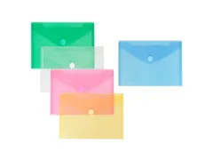 Enveloptas Foldersys A5 dwrs PP transp ass. kleuren 10 st Assorti Omsl