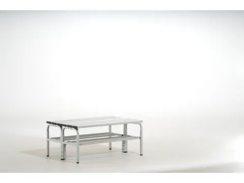 banc double HxLxP 450x1015x700mm barres alu structure acier RAL7035