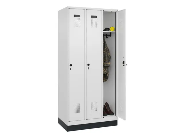 locker,HxBxD 1950x900x500mm,3vak,vak B 300mm,draaigrendel,sokkel