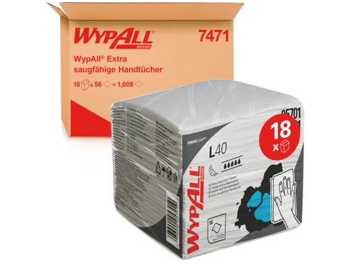 Poetsdoek WypAll L40 1-laags 304x317mm 18x56stuks wit 7471