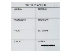Glasmagneetbord Naga 45 x 45 cm Weekplanner Engels Wit