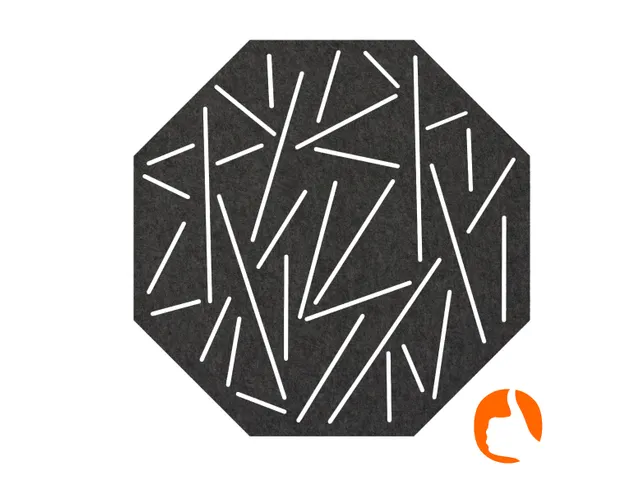 Akoestisch wandpaneel 8-hoek met patroon uitsnede 100x100cm Zwart