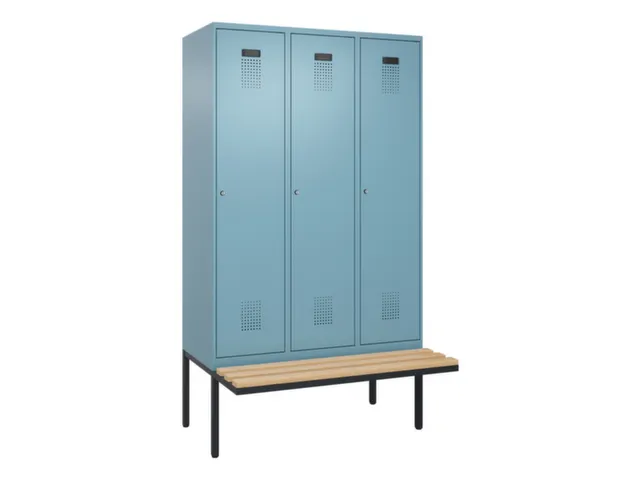 locker met bank,voor scheiding van kleding,HxBxD 2120x1200x815mm,3vak