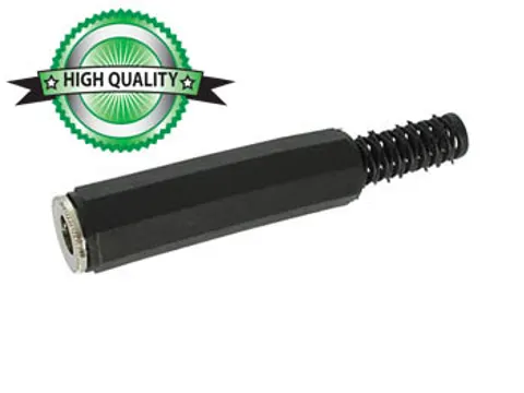 Vrouwelijke 6.35mm Mono Jack Met Plastic Huls - Vernikkeld - Zwart