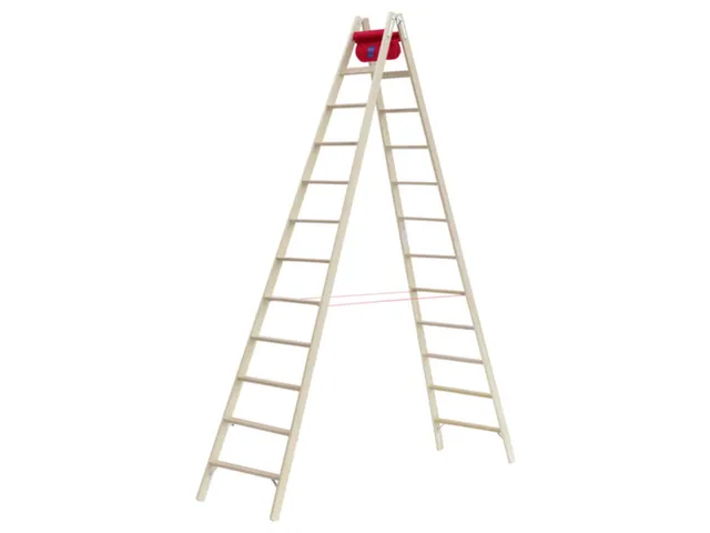 trapladder,beide zijden,2x8,treden,balk L 2,36m,hout