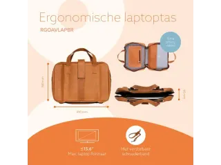 R-Go Viva 15.6 inch Laptoptas Leer Bruin - 5
