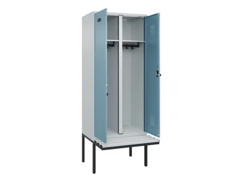 locker met bank,voor scheiding van kleding,HxBxD 2120x800x815mm,2vak