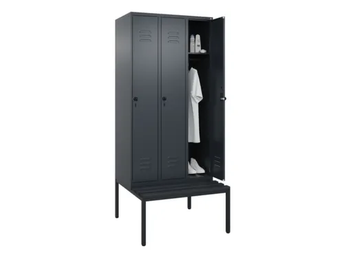 locker met bank,HxBxD 2120x900x815mm,3vak,vak B 300mm,draaigrendel