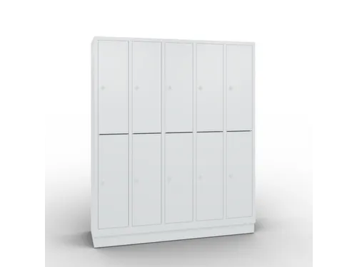 lockerkast draaigrendel 1800x1480x500 5x2vakken RAL7035 front RAL7035