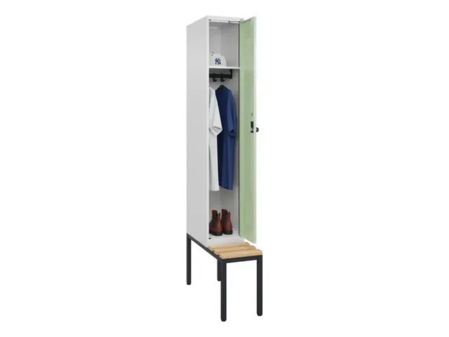 locker met bank,HxBxD 2120x300x815mm,1vak,vak B 300mm,draaigrendel