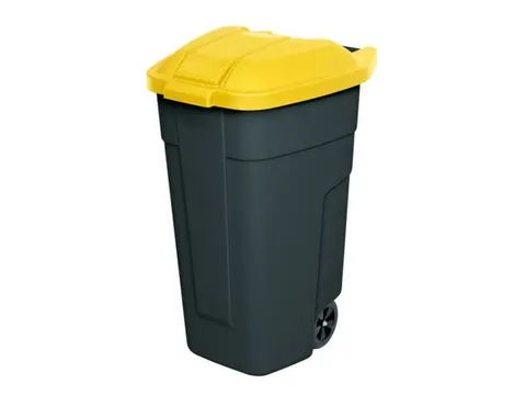 Afvalbak 100 Liter HxBxD 850x510x550mm Pp Romp Antraciet Deksel Geel