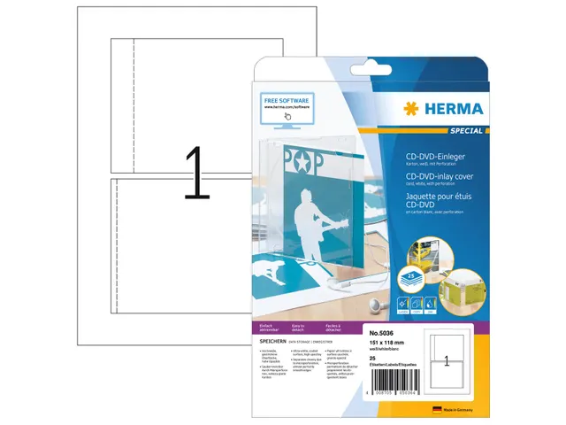 HERMA 5036 CD-inlegger voor Jewel Case A4 151x118mm 25 stuks