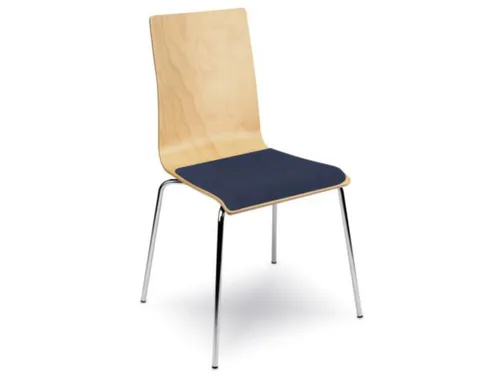 Houten Kuipstoel Zitschaal Beuken Stofbekleding Donkerblauw 4 Stuks