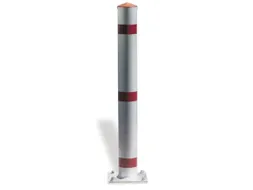 Afzetpaal Ronde Buis Ø 76Mm Vast Bodemplaat Spitse Kop Wit/rood