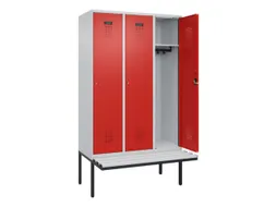 locker met bank,HxBxD 2120x1200x815mm,3vak,vak B 400mm,cilinderslot